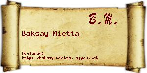 Baksay Mietta névjegykártya